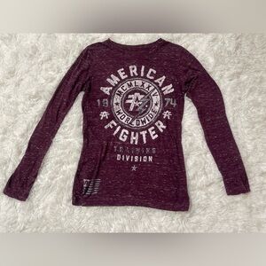 American Fighter Shirt Womens M Purple Long Sleeve Double Sided Graphic Tee MMA